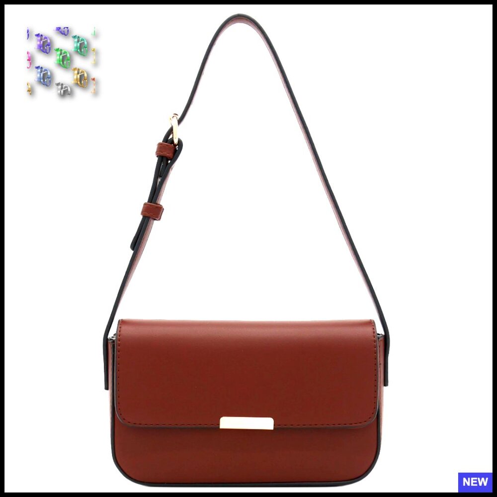 Mini Rectangular Flap Purse Classic Chic Underarm Shoulder Bag Faux Leather